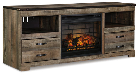 Trinell Brown 63" TV Stand with Electric Fireplace from Ashley - Luna Furniture