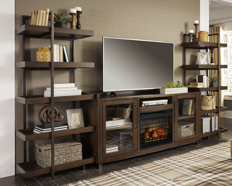 Starmore Brown/Gunmetal 3-Piece Wall Unit with Electric Fireplace from Ashley - Luna Furniture