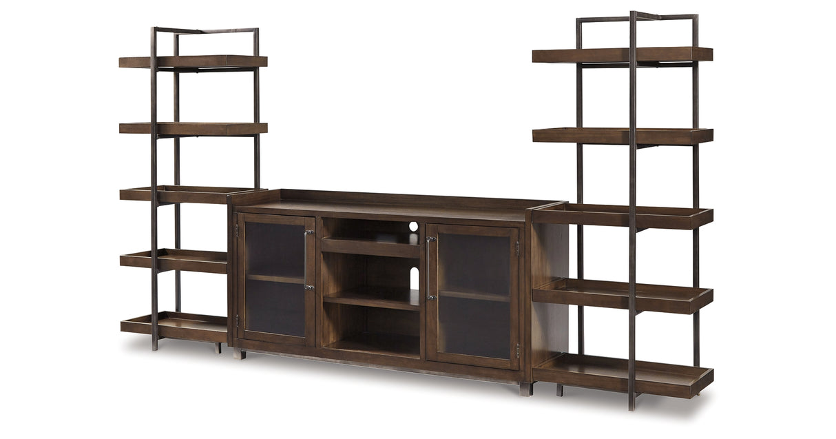 Starmore Brown/Gunmetal 3-Piece Entertainment Center from Ashley Furniture - Luna Furniture