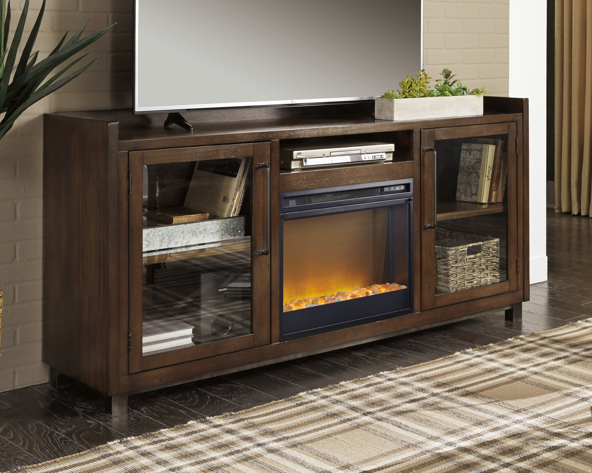 Starmore Brown 70" TV Stand with Electric Fireplace from Ashley Furniture - Luna Furniture