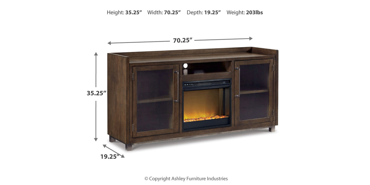 Starmore Brown 70" TV Stand with Electric Fireplace from Ashley Furniture - Luna Furniture