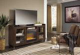 Starmore Brown 70" TV Stand with Electric Fireplace from Ashley Furniture - Luna Furniture