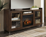 Starmore Brown 70" TV Stand with Electric Fireplace from Ashley Furniture - Luna Furniture