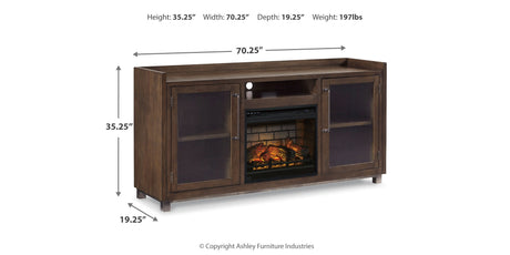 Starmore Brown 70" TV Stand with Electric Fireplace from Ashley - Luna Furniture