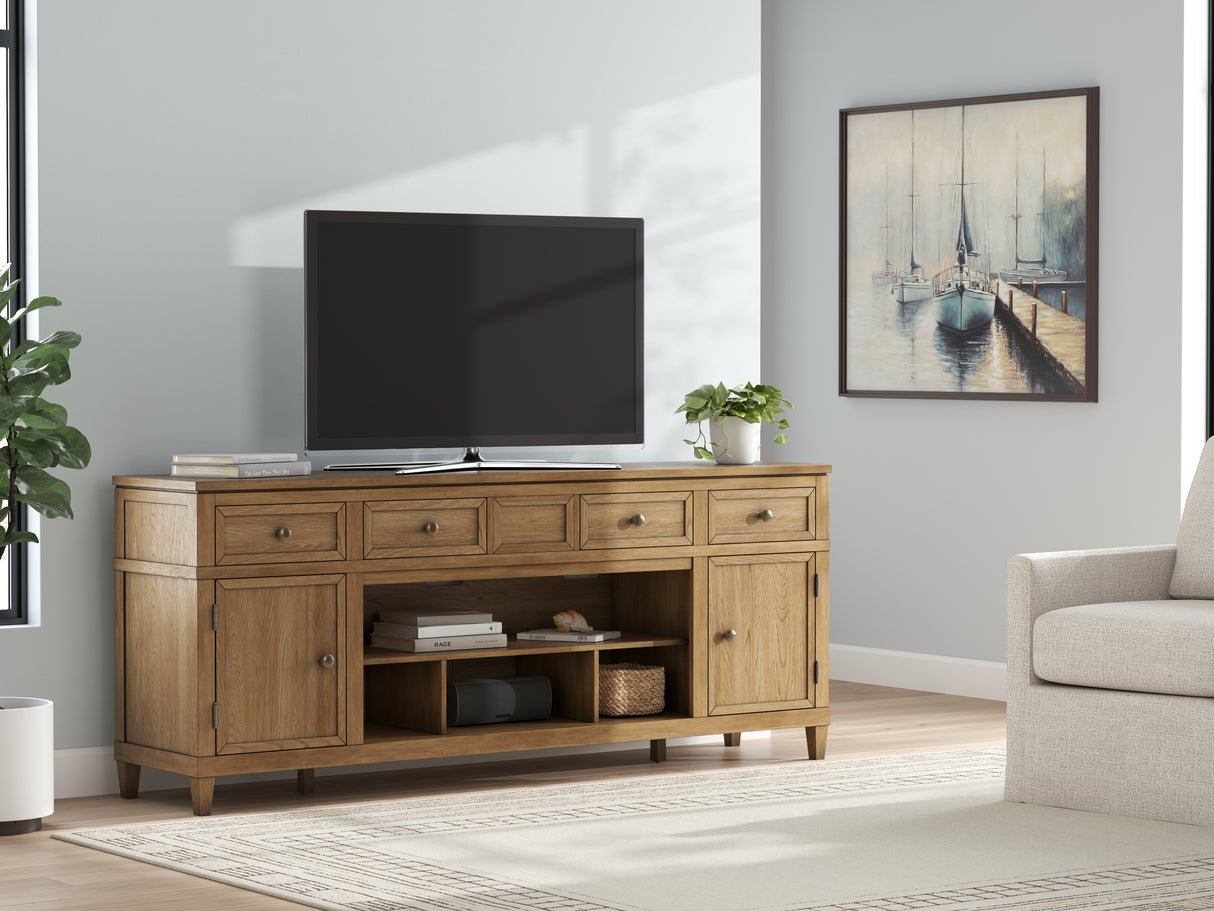 Sharlance Light Brown 81" TV Stand from Ashley - Luna Furniture