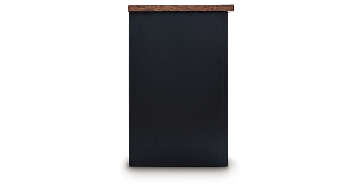 Wildenauer Brown/Black 76" TV Stand with Electric Fireplace from Ashley Furniture - Luna Furniture