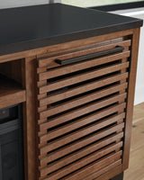 Kallari Warm Brown/Black 84" TV Stand with Electric Fireplace from Ashley Furniture - Luna Furniture