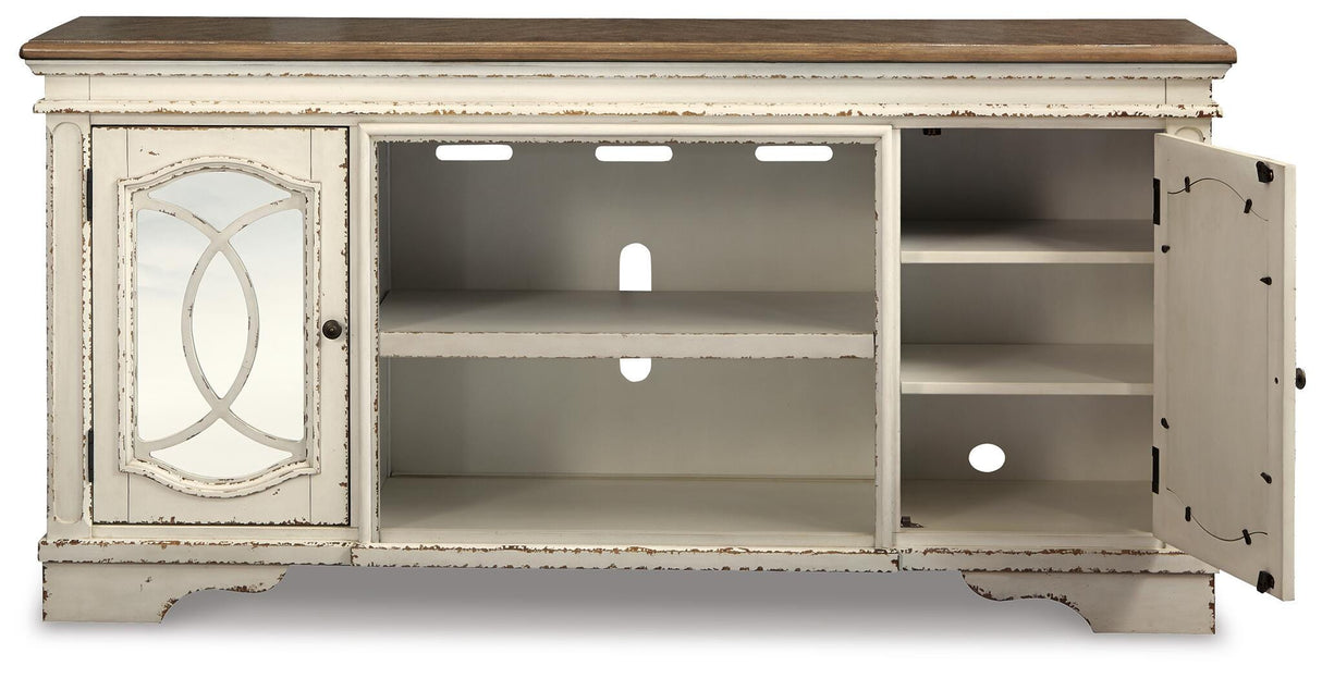 Realyn Chipped White 74" TV Stand from Ashley Furniture - Luna Furniture