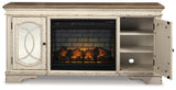 Realyn Chipped White 74" TV Stand with Electric Fireplace from Ashley - Luna Furniture