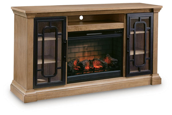 Wittenmyer Natural/Black 72" TV Stand with Electric Fireplace