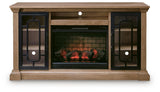 Wittenmyer Natural/Black 72" TV Stand with Electric Fireplace from Ashley Furniture - Luna Furniture