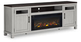Darborn Gray/Brown 88" TV Stand with Electric Fireplace from Ashley Furniture - Luna Furniture