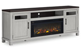 Darborn Gray/Brown 88" TV Stand with Electric Fireplace from Ashley - Luna Furniture