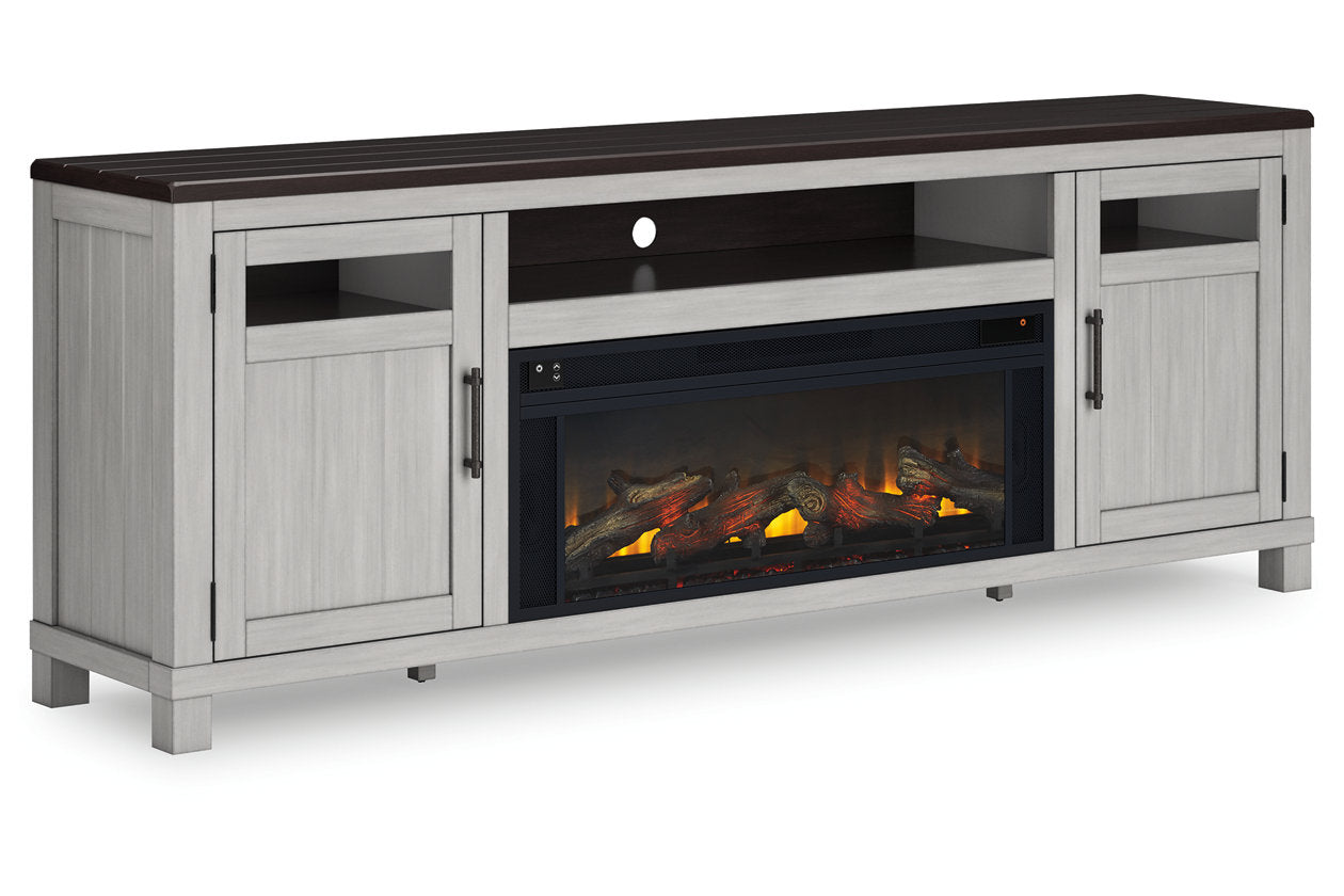 Darborn Gray/Brown 88" TV Stand with Electric Fireplace from Ashley - Luna Furniture
