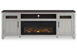 Darborn Gray/Brown 88" TV Stand with Electric Fireplace from Ashley - Luna Furniture