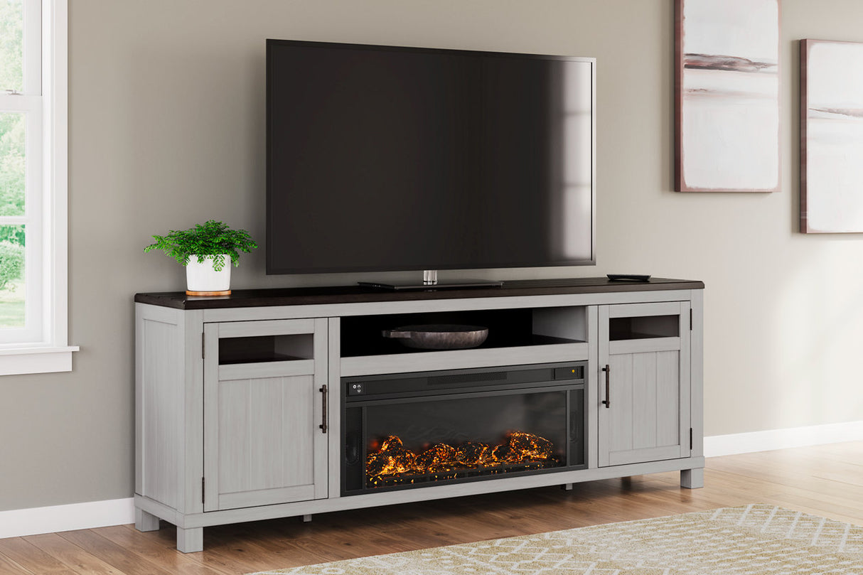 Darborn Gray/Brown 88" TV Stand with Electric Fireplace from Ashley - Luna Furniture