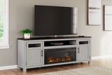 Darborn Gray/Brown 88" TV Stand with Electric Fireplace from Ashley - Luna Furniture