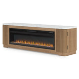 Camdill Light Brown 80" TV Stand with Electric Fireplace from Ashley Furniture - Luna Furniture