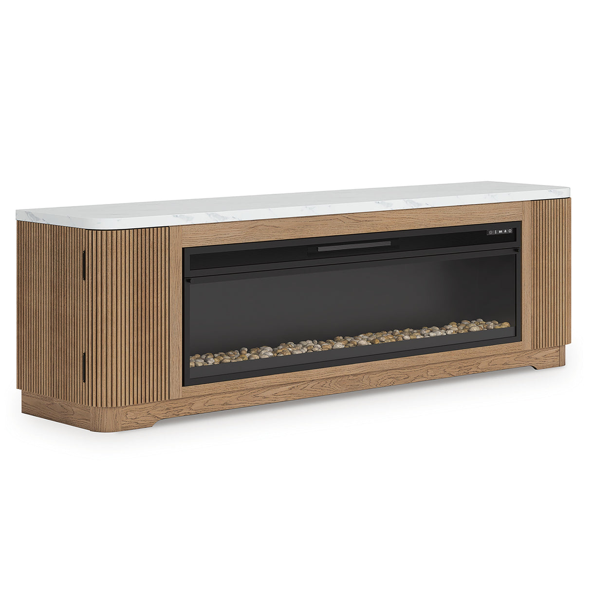 Camdill Light Brown 80" TV Stand with Electric Fireplace from Ashley Furniture - Luna Furniture