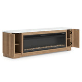 Camdill Light Brown 80" TV Stand with Electric Fireplace from Ashley Furniture - Luna Furniture