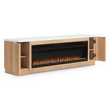 Camdill Light Brown 80" TV Stand with Electric Fireplace from Ashley Furniture - Luna Furniture