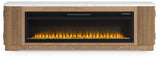 Camdill Light Brown 80" TV Stand with Electric Fireplace from Ashley Furniture - Luna Furniture
