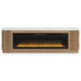 Camdill Light Brown 80" TV Stand with Electric Fireplace from Ashley Furniture - Luna Furniture