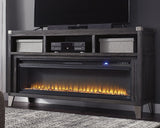 Todoe Gray 65" TV Stand with Electric Fireplace from Ashley - Luna Furniture
