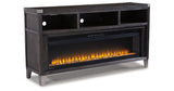 Todoe Gray 65" TV Stand with Electric Fireplace from Ashley Furniture - Luna Furniture