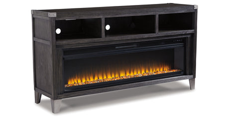Todoe Gray 65" TV Stand with Electric Fireplace from Ashley - Luna Furniture