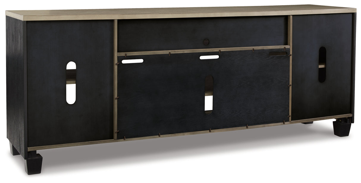 Foyland Black/Brown 83" TV Stand from Ashley Furniture - Luna Furniture