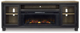Foyland Black/Brown 83" TV Stand with Electric Fireplace from Ashley Furniture - Luna Furniture