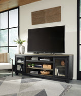Foyland Black/Brown 83" TV Stand from Ashley Furniture - Luna Furniture