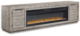 Naydell Gray 92" TV Stand with Electric Fireplace from Ashley Furniture - Luna Furniture