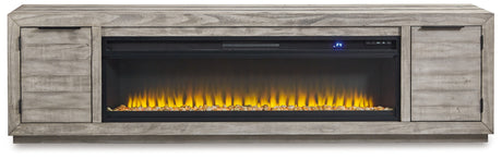 Naydell Gray 92" TV Stand with Electric Fireplace from Ashley - Luna Furniture