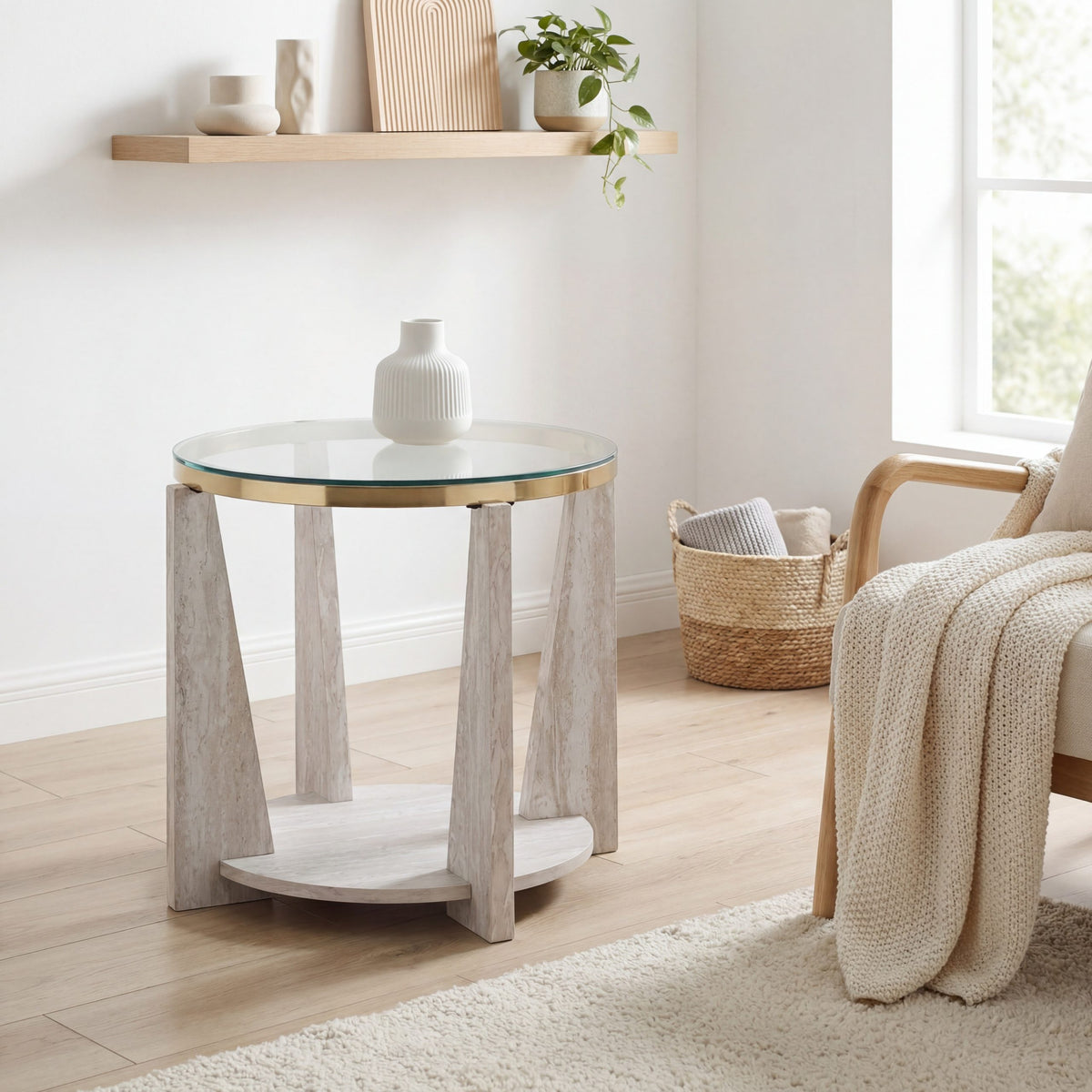 Wanda Round Glass Top End Table