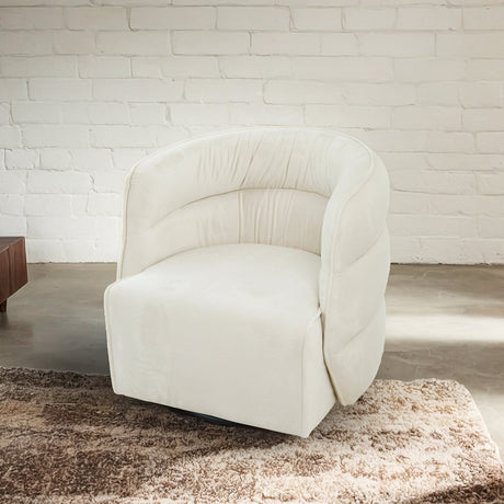 Walden Cream Velvet Swivel Chair from Midinmod - Luna Furniture