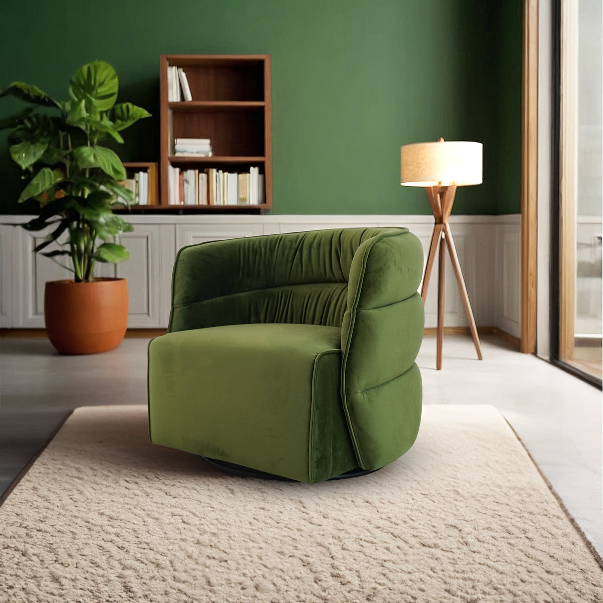 Walden Green Velvet Swivel Chair from Ashcroft Furniture - Luna Furniture