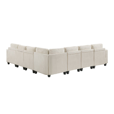 Walterboro Beige Corduroy 7-Piece Sectional with Storage, Storage Pouches and Charging Ports from Homelegance - Luna Furniture