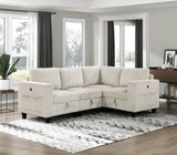 Walterboro Beige Corduroy 4-Piece Sectional with Storage from Homelegance - Luna Furniture