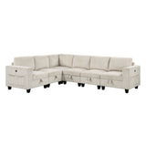 Walterboro Beige Corduroy Modular Sectional with Storage, Side Pockets & Charging Ports from Homelegance - Luna Furniture