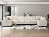Walterboro Beige Corduroy Modular Sectional with Storage, Side Pockets & Charging Ports from Homelegance - Luna Furniture