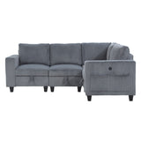 9650NDG*4SC (4)4-Piece Sectional with Storage, Storage Pouches and Charging Ports from Homelegance - Luna Furniture