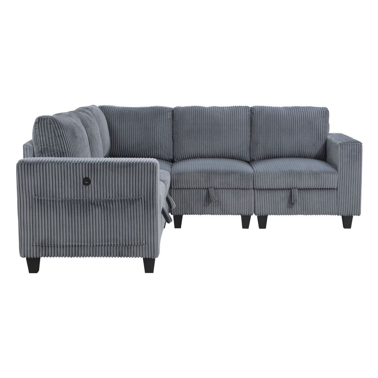 9650NDG*5SC (5)5-Piece Sectional with Storage, Storage Pouches and Charging Ports from Homelegance - Luna Furniture