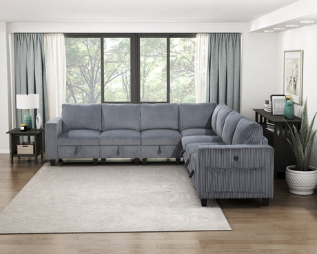 9650NDG*7SC (7)7-Piece Sectional with Storage, Storage Pouches and Charging Ports from Homelegance - Luna Furniture