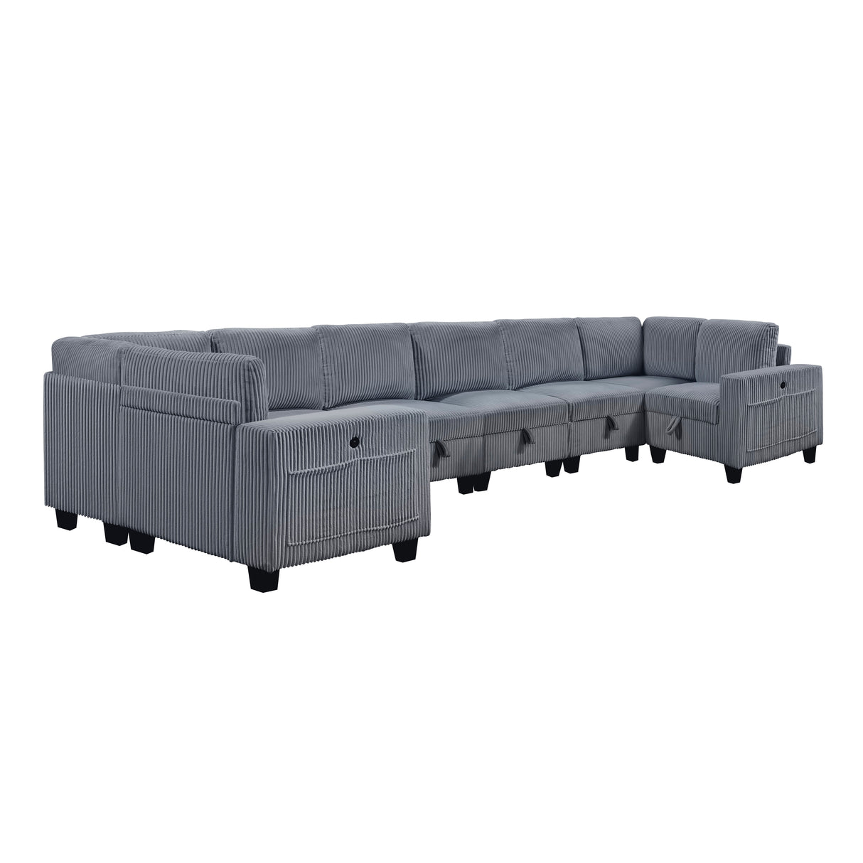 9650NDG*8SC (8)8-Piece Sectional with Storage, Storage Pouches and Charging Ports from Homelegance - Luna Furniture