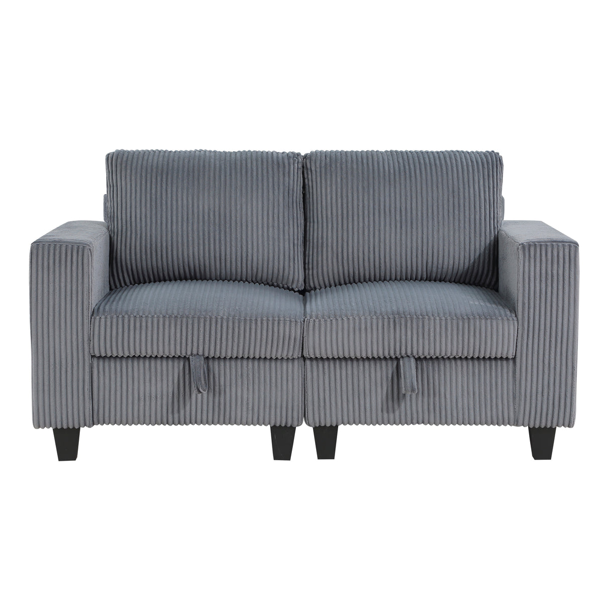 Walterboro Dark Gray Modular Love Seat with Storage, Storage Pouches and Charging Ports from Homelegance - Luna Furniture