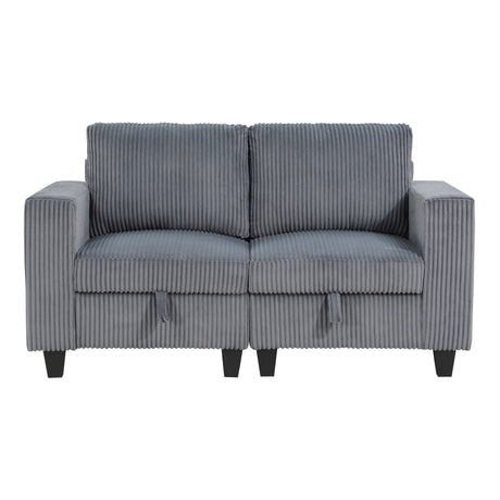 Walterboro Dark Gray Modular Love Seat with Storage, Storage Pouches and Charging Ports from Homelegance - Luna Furniture