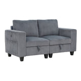 Walterboro Dark Gray Modular Love Seat with Storage, Storage Pouches and Charging Ports from Homelegance - Luna Furniture