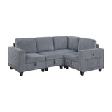 Walterboro Dark Gray Modular Sectional with Storage, Side Pockets & Charging Ports from Homelegance - Luna Furniture
